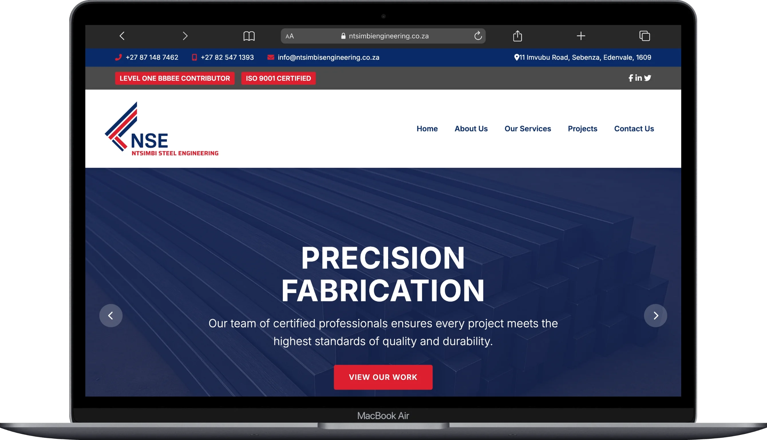 Ntsimbi Steel Engineering website